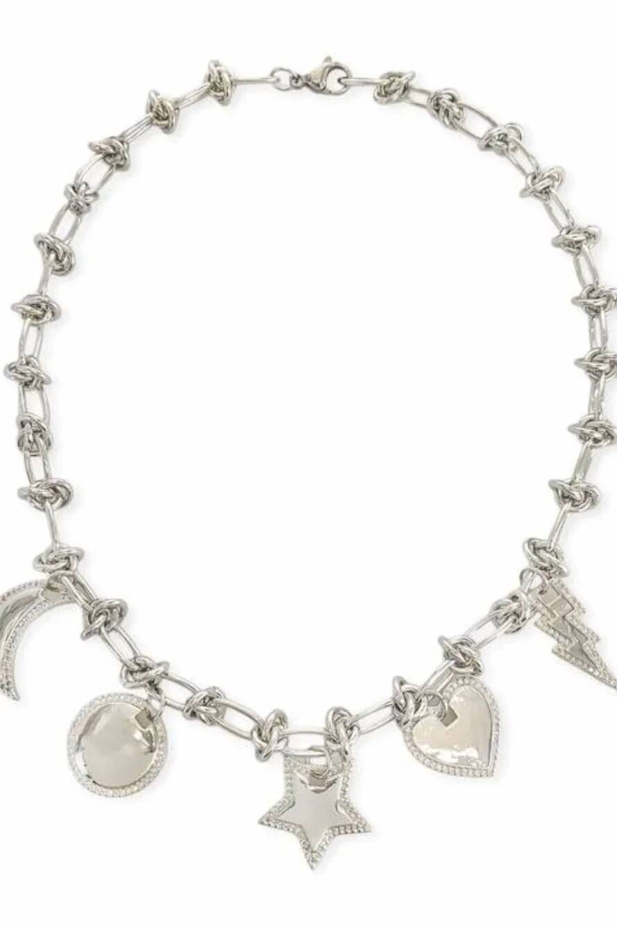 NEW OMG BLINGS women's courtney's dangling charm necklace in silver
